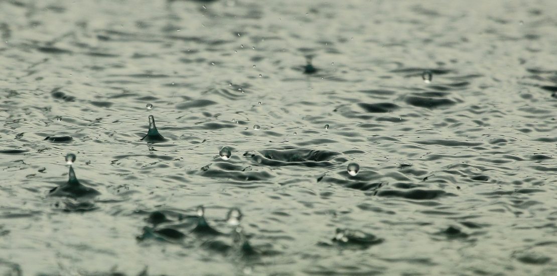 water droplets fall due to rain