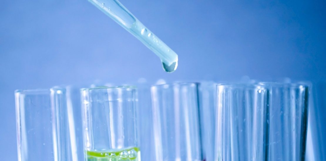 close up of test tubes in a medical laboratory