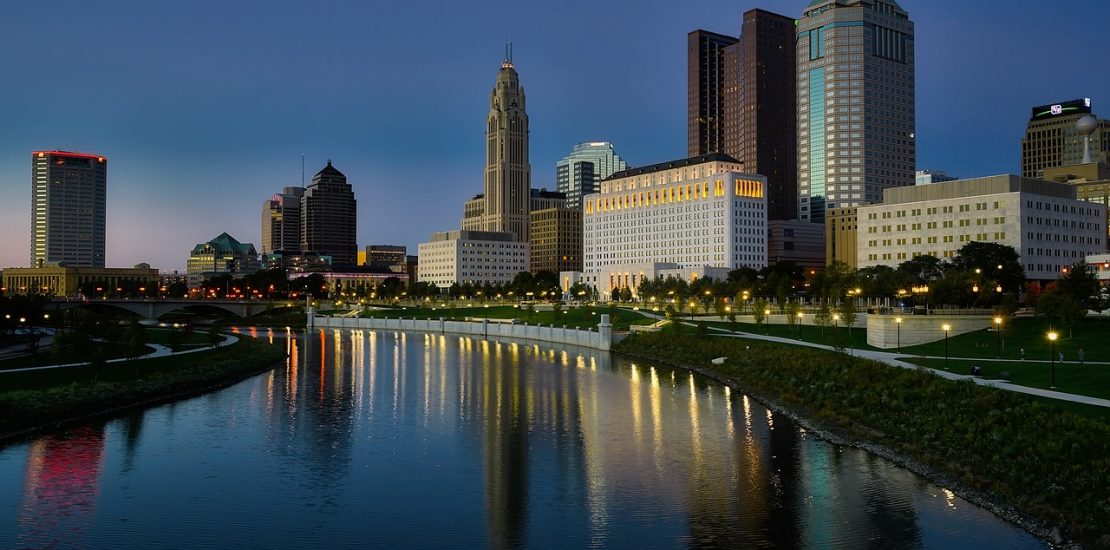 Columbus, Ohio, downtown looking from across the river