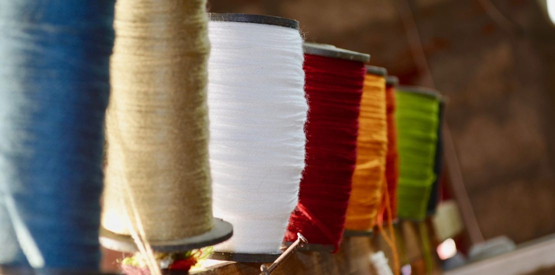 close up of threads used in textile industry